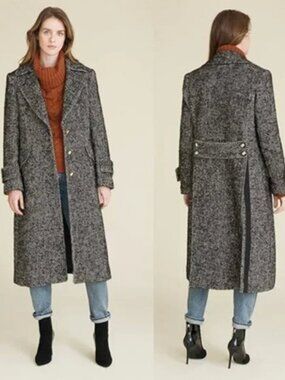 Veronica Beard Black and White Herringbone Dickey Compatible Coat, 6, EUC